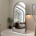 thumbnail image 1 of BEAUTYPEAK 76"x34" Oversized Arched Metal Framed Standing Mirrors, Black, 1 of 9