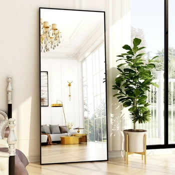 BEAUTYPEAK 76"x34" Oversized Full Length Mirror Rectangle Wall mirror Floor Mirrors for Leaning, Black