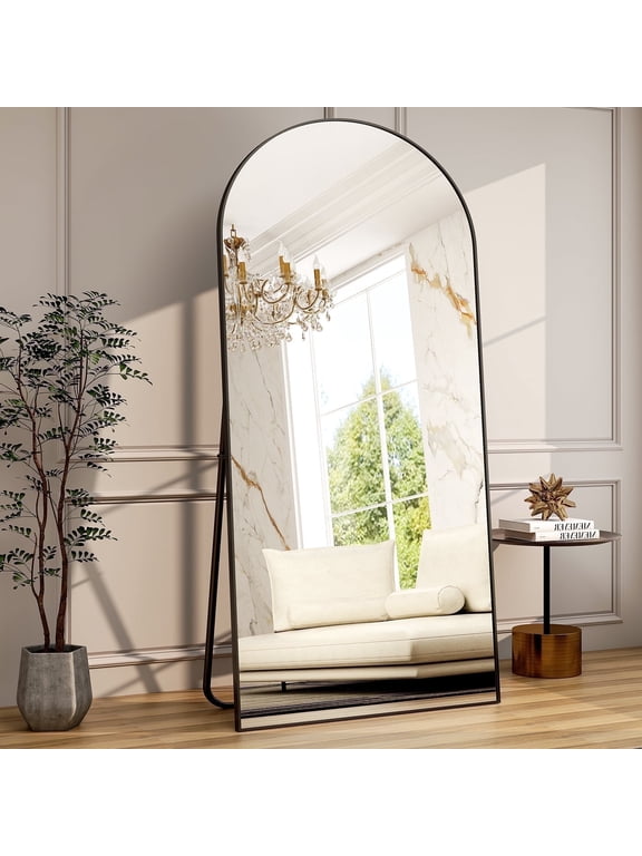 79"x 38" Oversized Full Length Mirror Arch Standing Floor Mirror Full Body Mirror, Black
