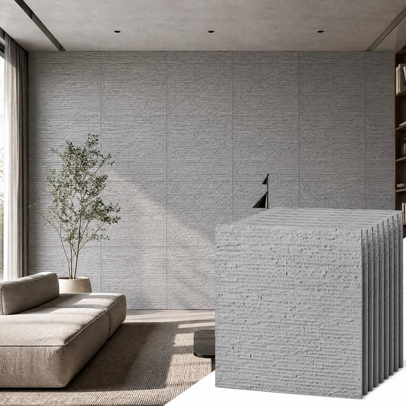 BEAUTYPEAK 8PCS 24"x 24" 3D Wall Panels Lightweight Wall Decor Panels for Home, Cement Grey