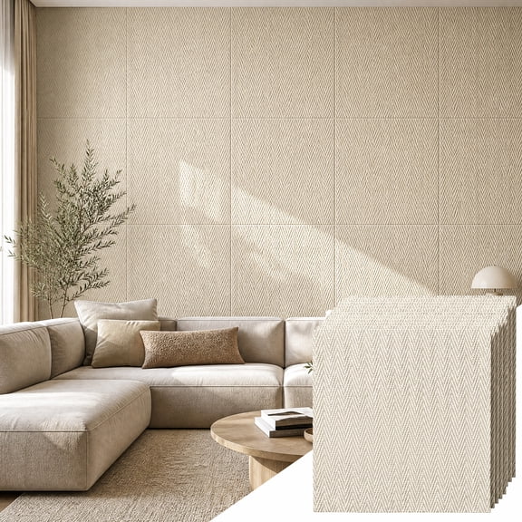 BEAUTYPEAK 8PCS 24"x 24" 3D Wall Panels Lightweight Wall Decor Panels for Home, Ivory White
