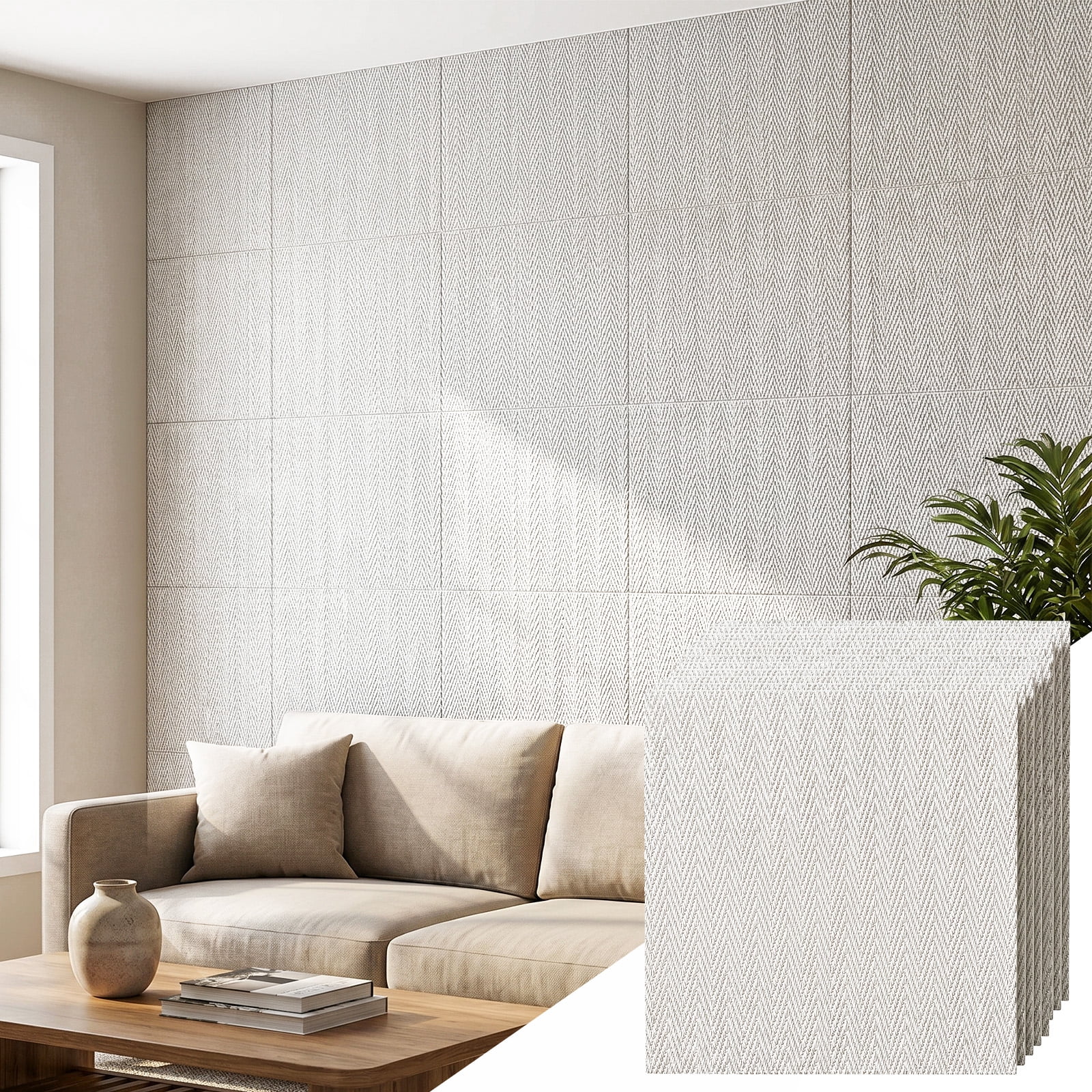 BEAUTYPEAK 8PCS 24"x 24" 3D Wall Panels Lightweight Wall Decor Panels for Home, Warm Greige