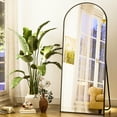 thumbnail image 1 of BEAUTYPEAK Arched Full Length Floor Mirror 64"x21.1" Full Body Standing Mirror,Black, 1 of 9