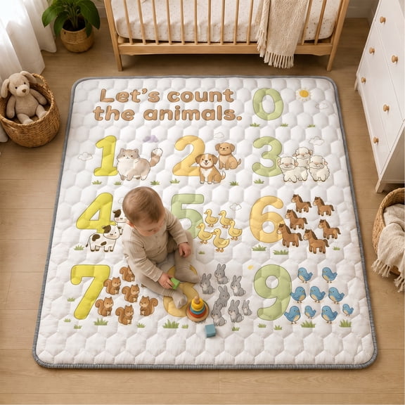 BEAUTYPEAK Baby Play Mat, 50"x50" Mat Perfect for Use Baby Playpen,Non-Slip Foldable Mat for Toddlers and Babies