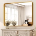 thumbnail image 1 of BEAUTYPEAK Bathroom Mirror 30x40 inch, Modern Round Corner Vanity Wall Mirror，Gold, 1 of 7