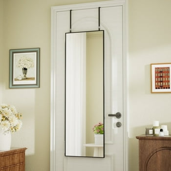 BEAUTYPEAK 48"x 14" Full Length Door Mirror Hanging Wall-Mounted Mirrors, Black