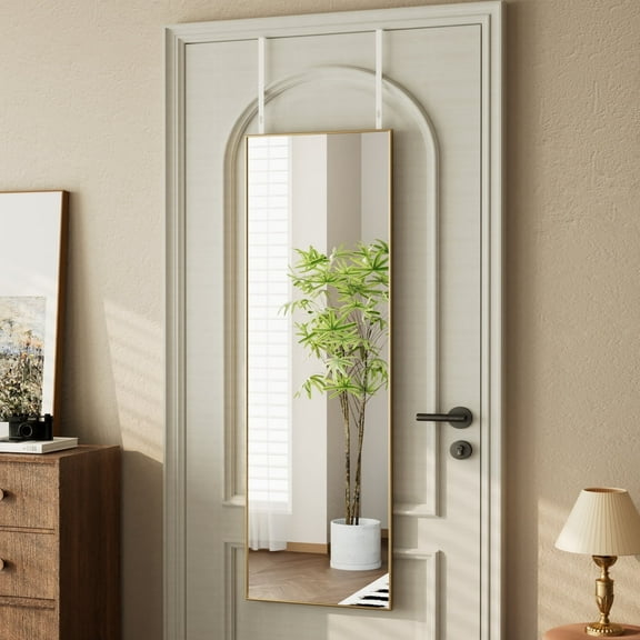 BEAUTYPEAK 48"x 14" Full Length Door Mirror Hanging Wall-Mounted Mirrors, Gold