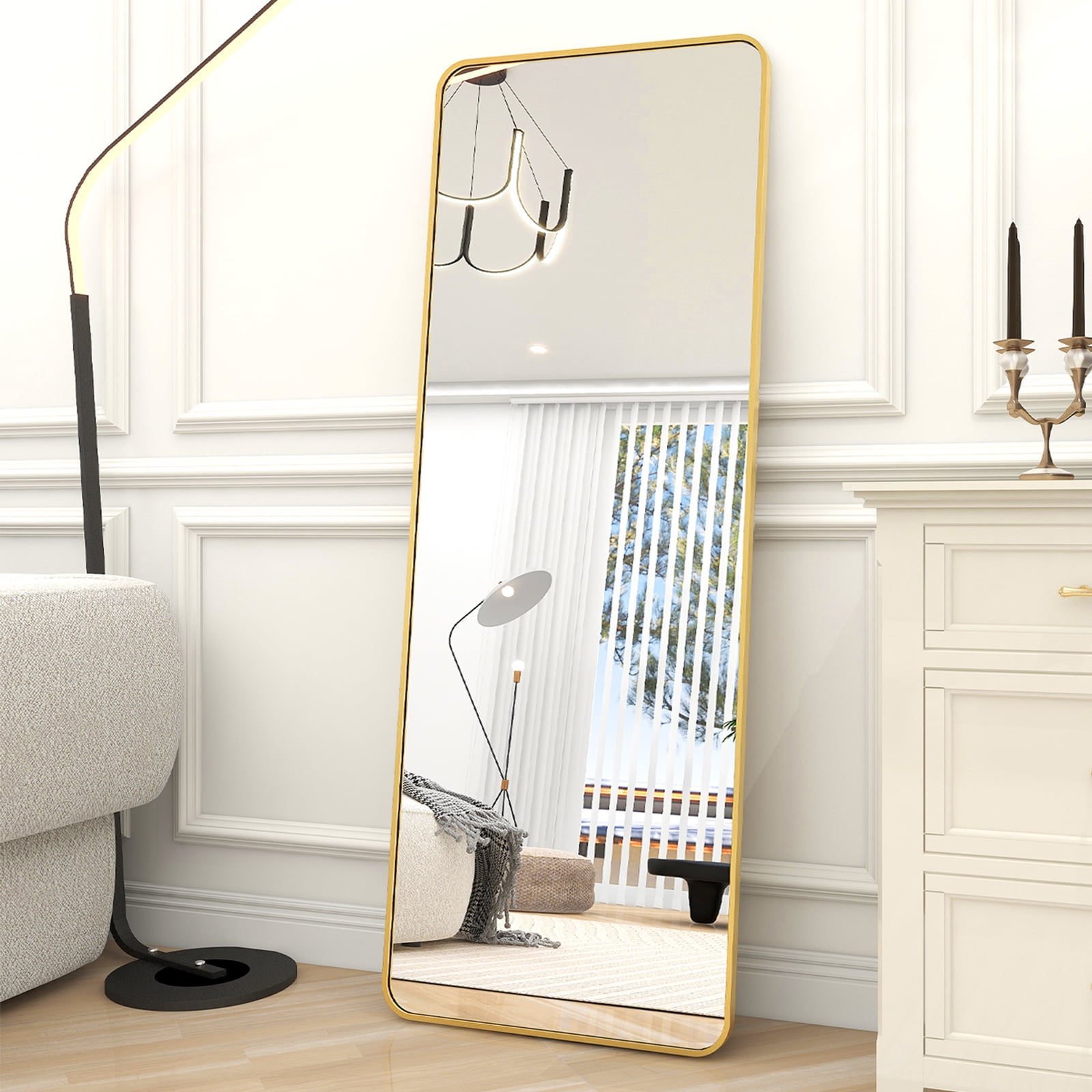 BEAUTYPEAK Full Length Mirror 21x64 Rectangle Floor Mirror with Rounded