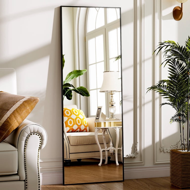 BEAUTYPEAK 59"x 16" Full Length Mirror Rectangle Body Dressing Floor  Standing Mirrors, Black