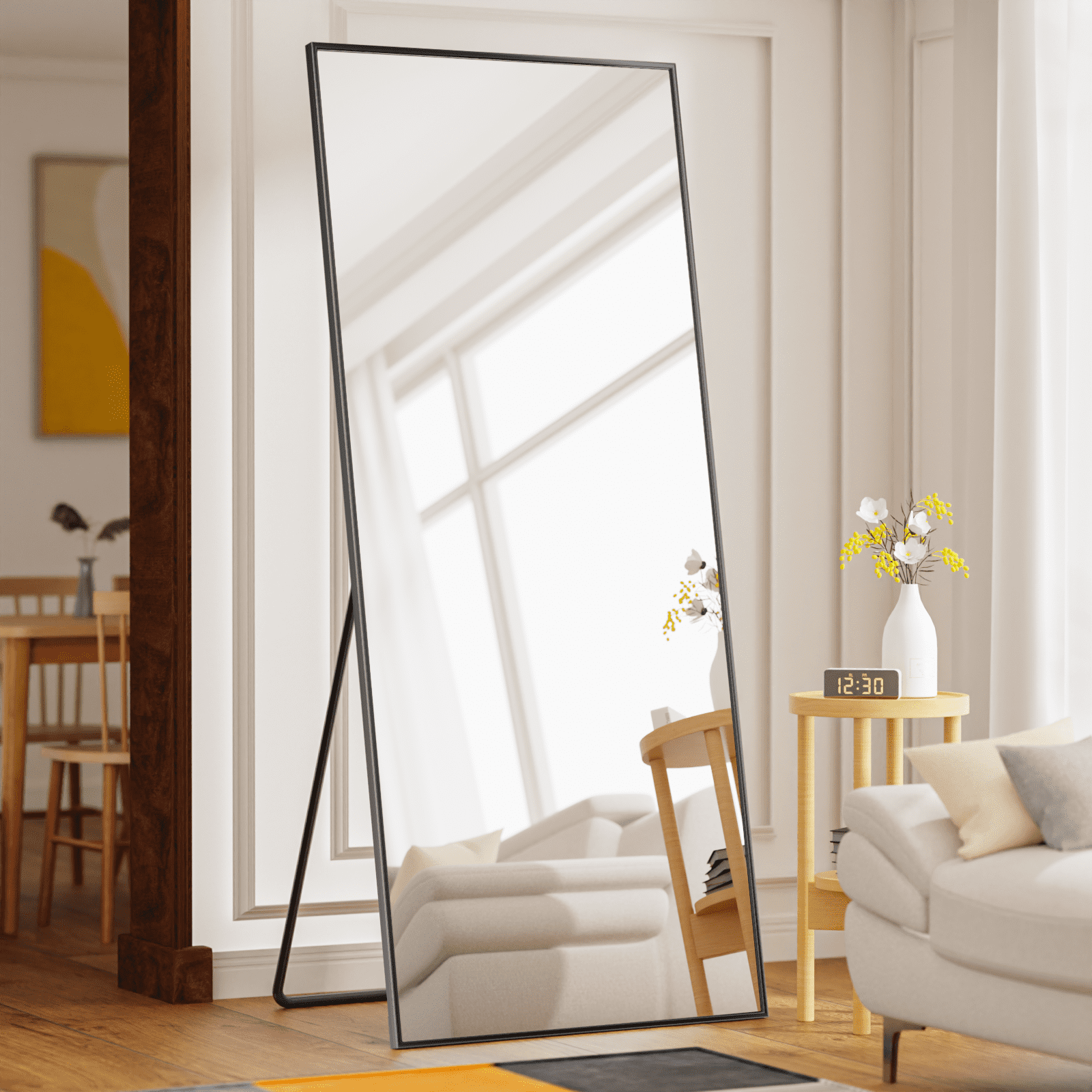 BEAUTYPEAK Stand Alone Full Length Mirror for Bedroom/Dorm, Wall or ...