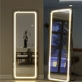 BEAUTYPEAK LED Rectangular Full Length Mirror with Rounded Corners 64