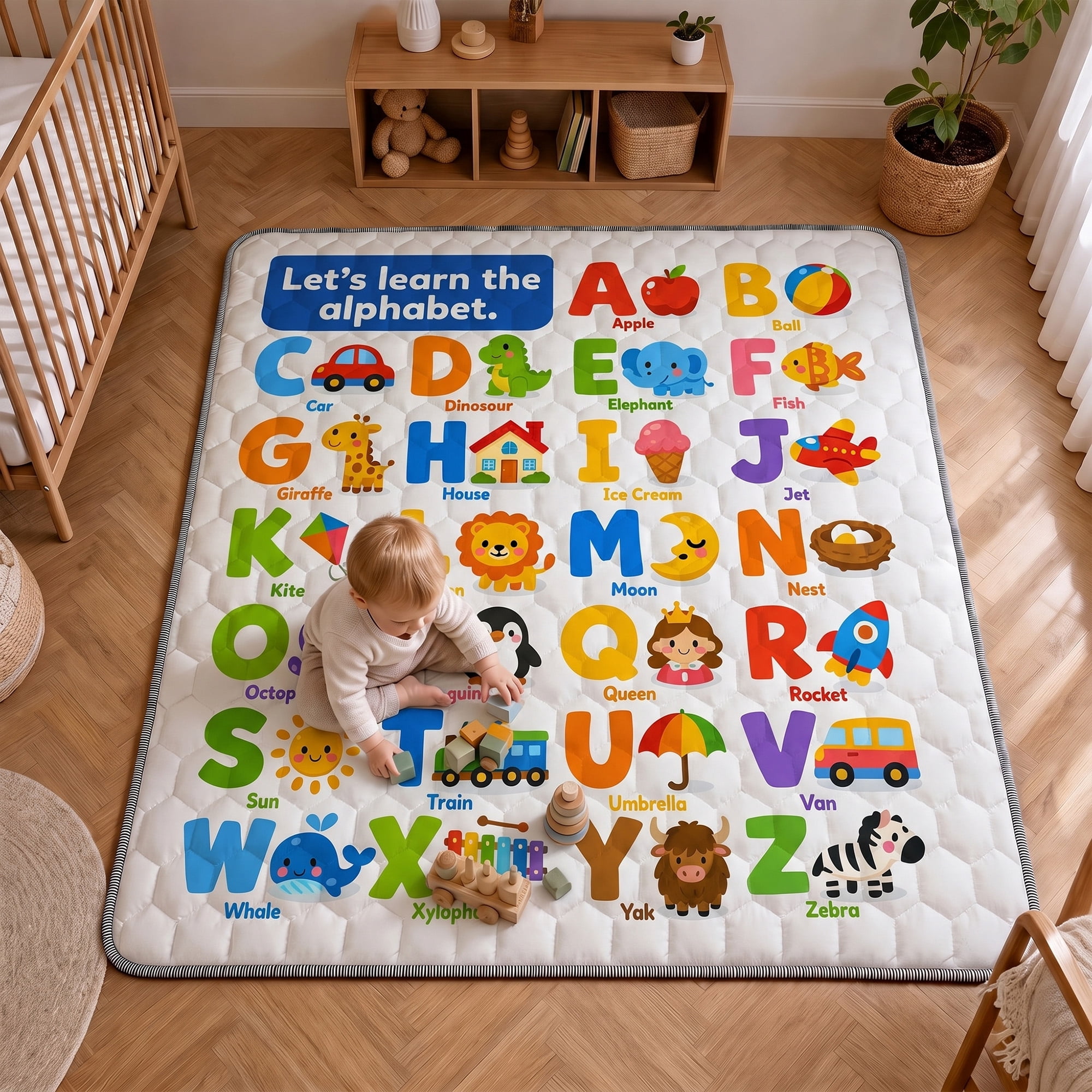 BEAUTYPEAK Large Baby Play Mat, 59"x71" Crawling Mat for Floor, Non-Slip Foldable Mat for Toddlers and Babies