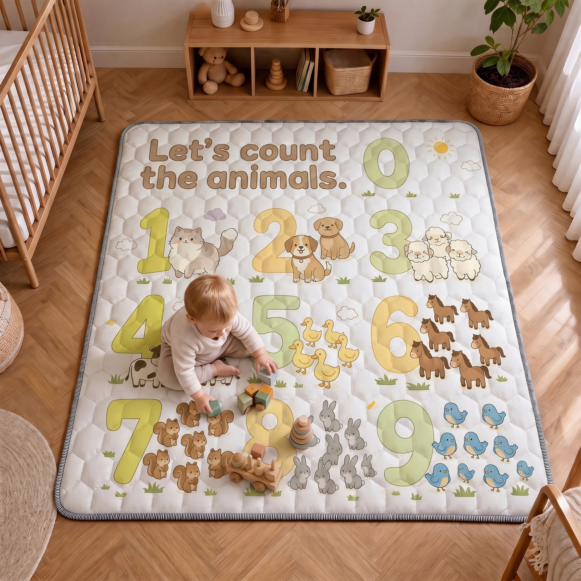 BEAUTYPEAK Large Baby Play Mat, 59"x71" Crawling Mat for Floor, Non-Slip Foldable Mat for Toddlers and Babies