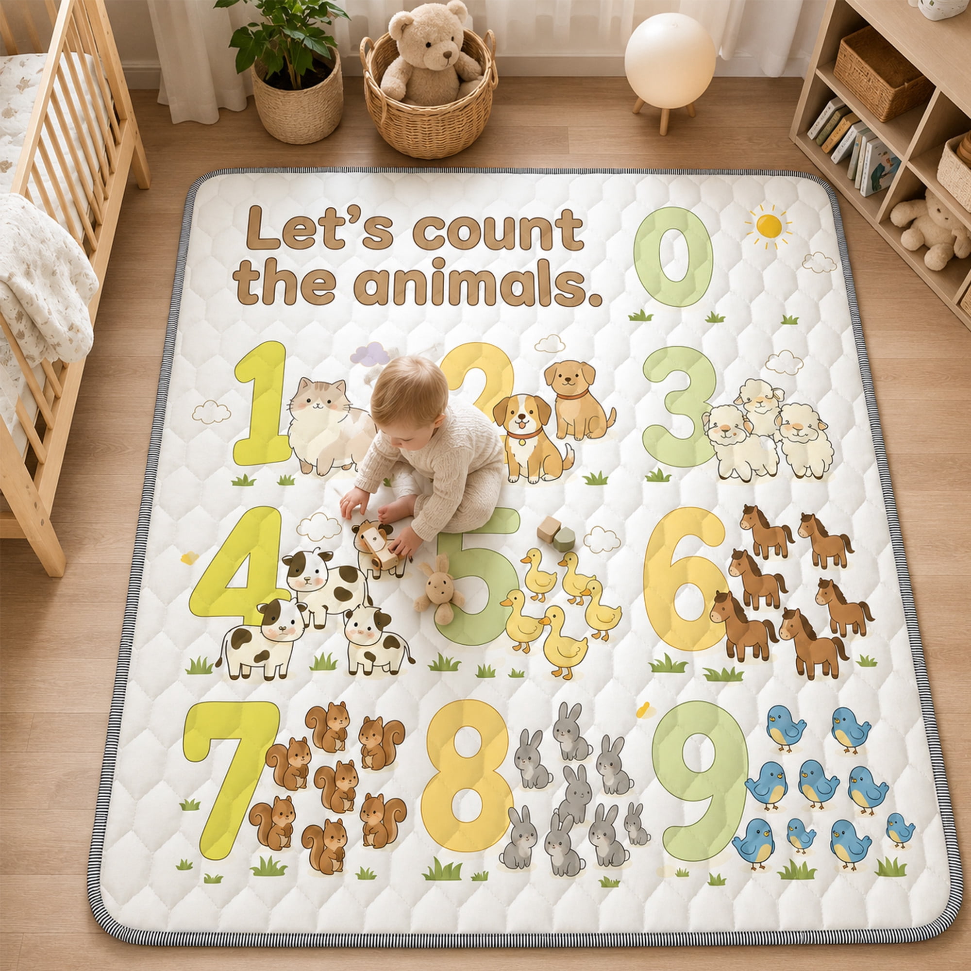 BEAUTYPEAK Large Baby Play Mat, 71"x79" Crawling Mat for Floor, Non-Slip Foldable Mat for Toddlers and Babies
