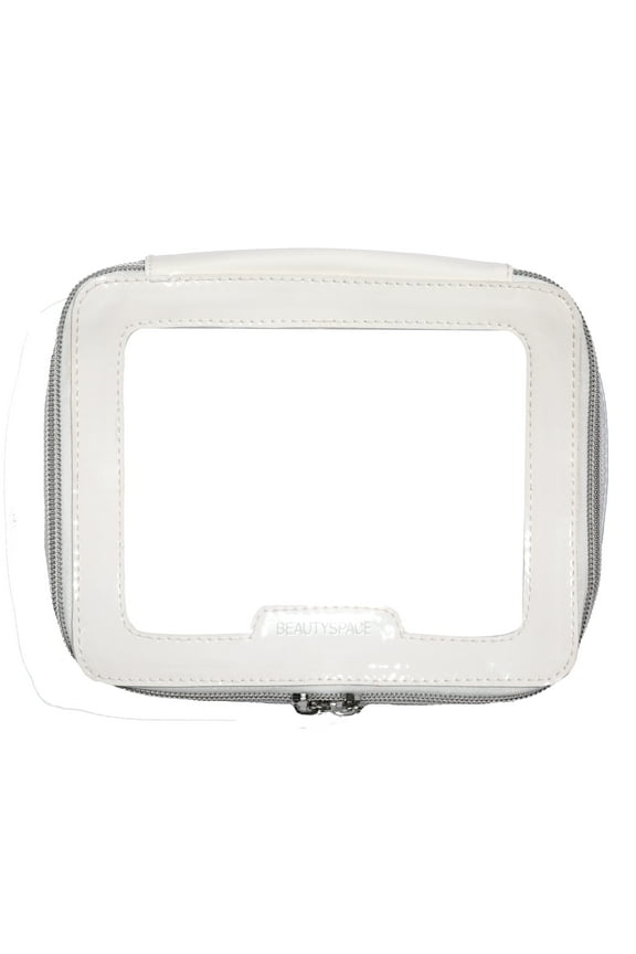 BEAUTYSPACE White Color Piped Clear Travel Bag