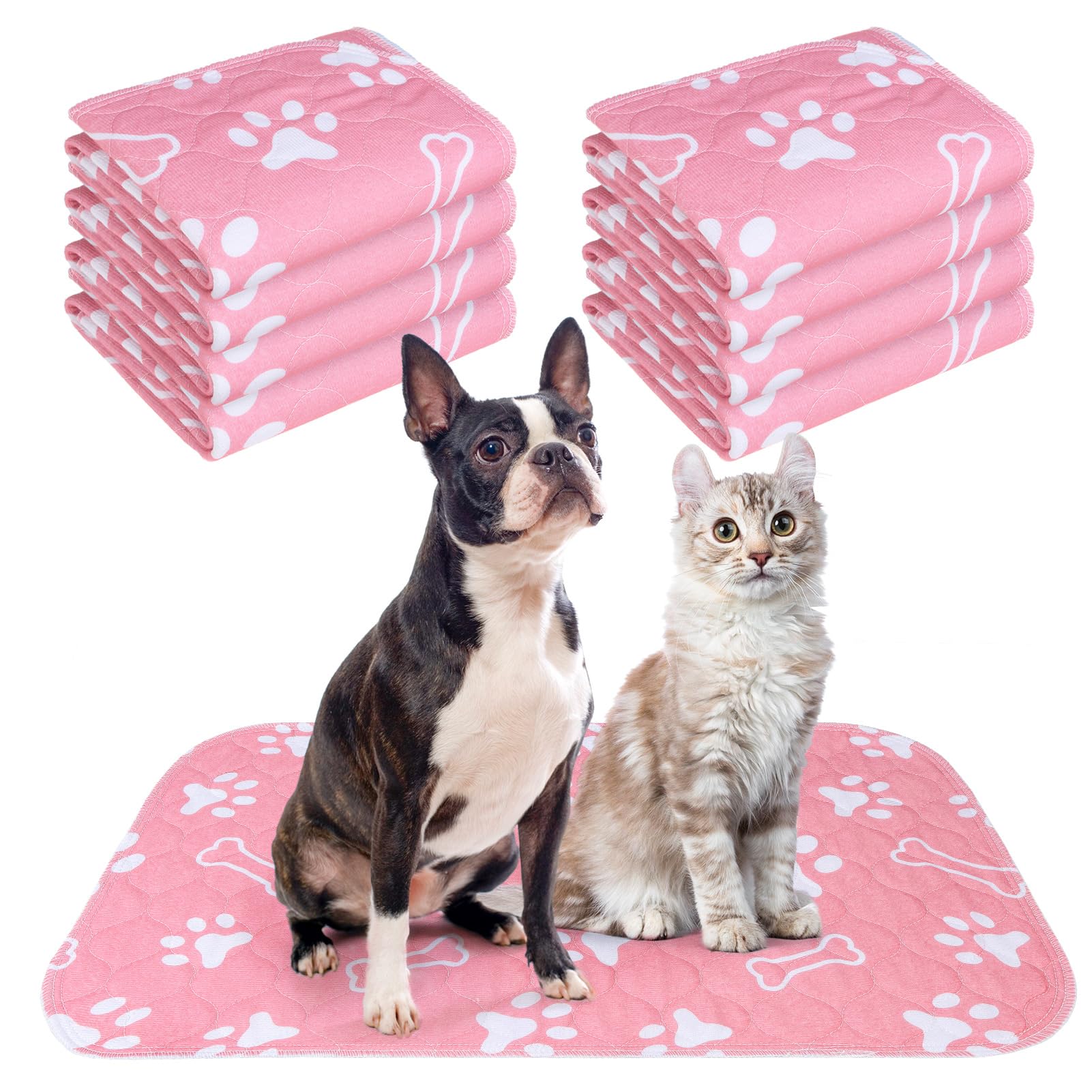 BEAUTYZOO 8 Pack Washable DHF10 Pee Pads for Dogs, Puppy Pads for Potty