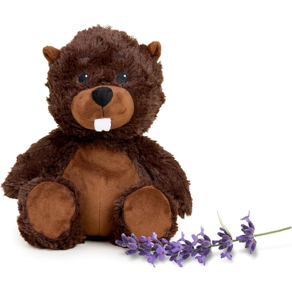 Warmies Microwavable Weighted Stuffed Animal, Lavender-Scented Beaver Plushie, 1.5 lbs