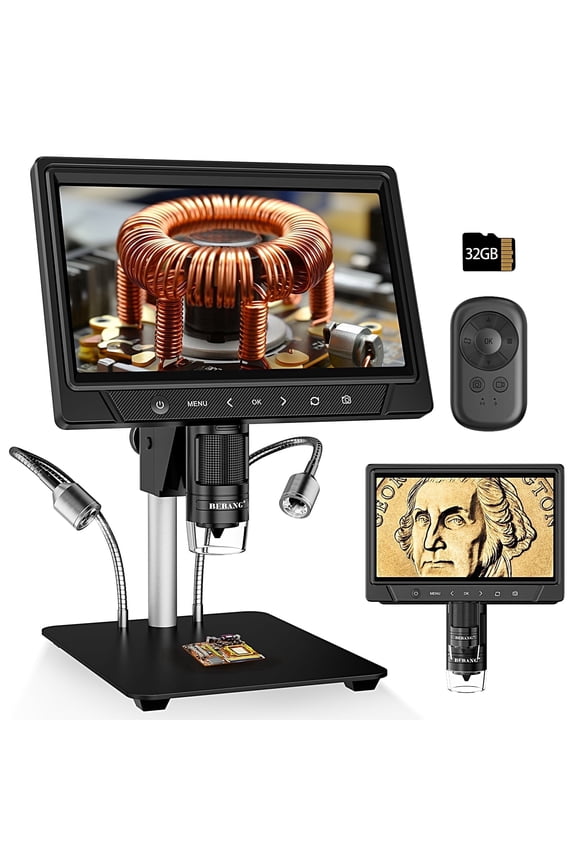 10.1" LCD Digital Microscope for Adults, Coin Microscope for Electronics Repair, Error Coins, 32G