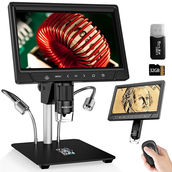 BEBANG 10.1" LCD Microscope for Adults Kids, Coin Microscope for Error Coins, IOS, Windows 11