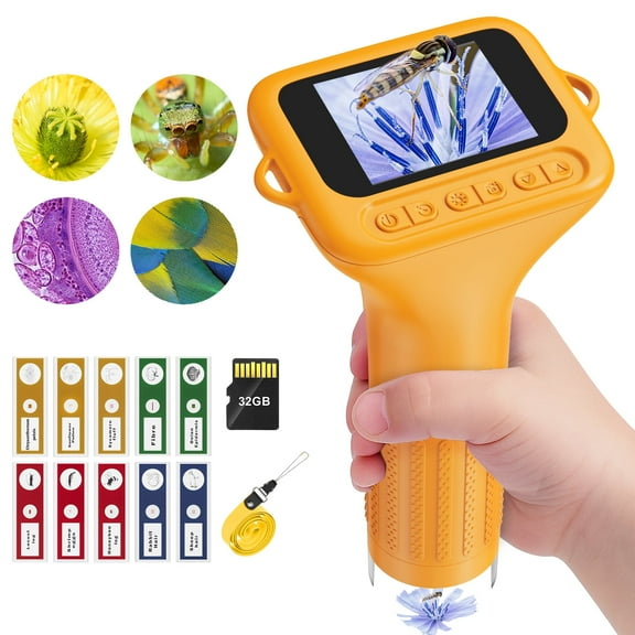 BEBANG Handheld  Microscope, 1080P Digital Portable Microscope for Adults Kids, 32GB, 15 Slides