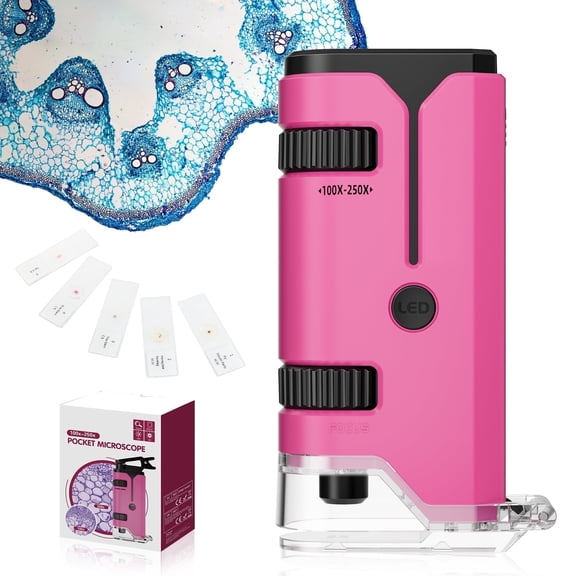 BEBANG  Pocket Microscope for Kids Adults, Mini Portable Handheld Microscope for Microbiology Home Lab Study, Phone Adapter