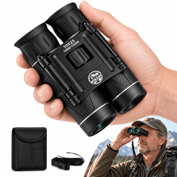 BEBANG 10x25 Mini Compact Pocket Binoculars, Lightweight Foldable Binoculars for Kids Adults, Easy Focus Small Binoculars for Bird Watching Travel Outdoor Concert Opera