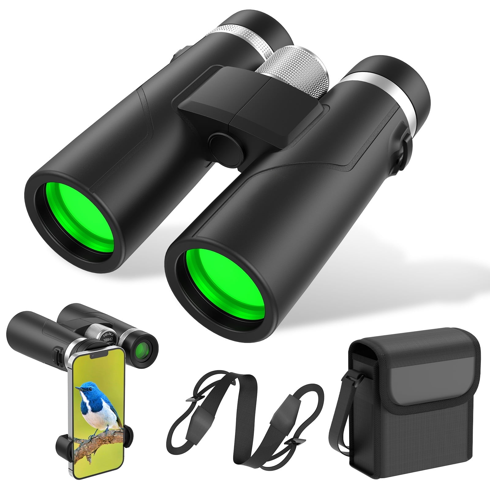 BEBANG 10x42 Binoculars for Adults, High Powered Binoculars for Bird Watching Hunting Travel Camping