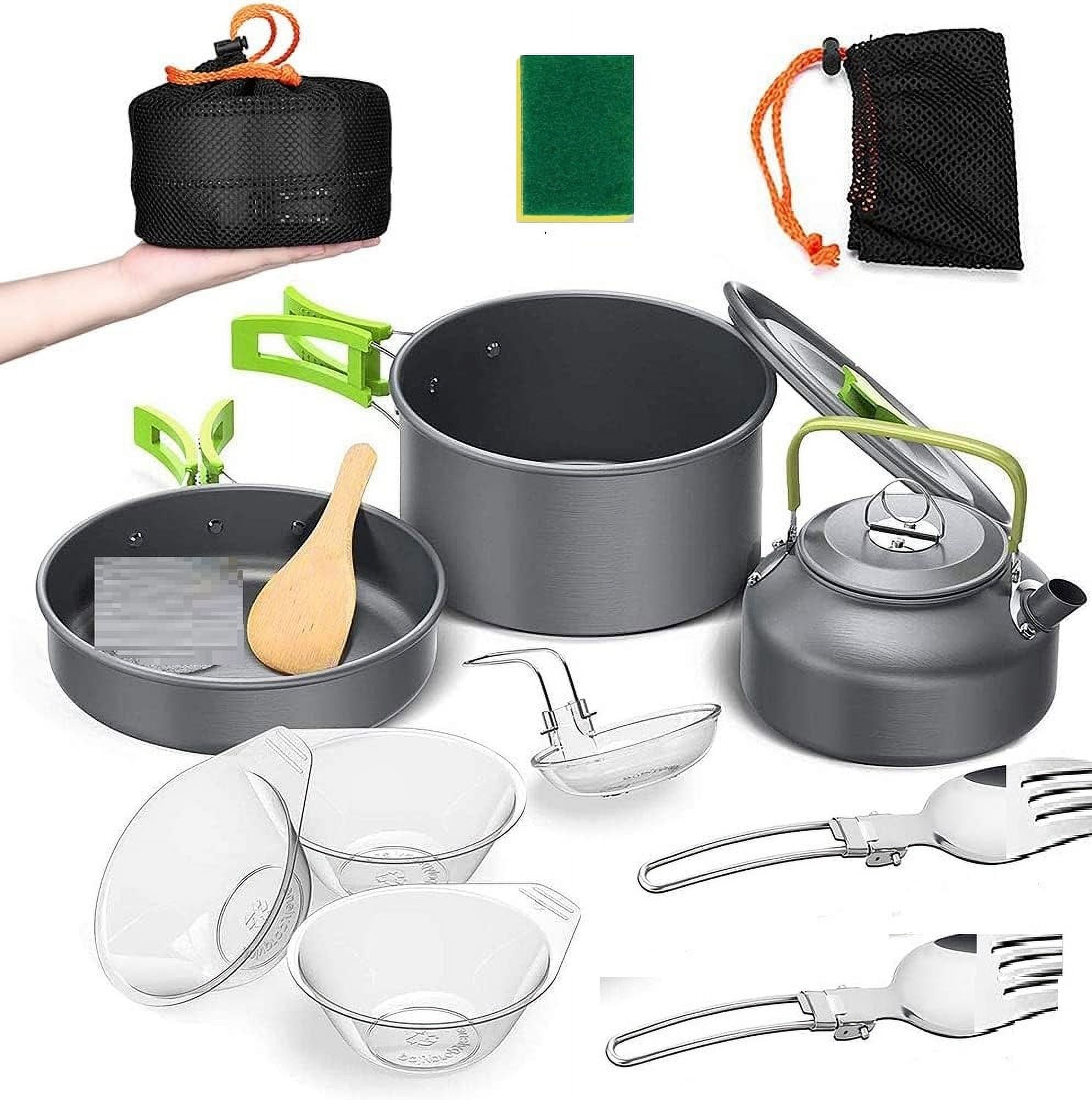 REDCAMP 13 PCS Camping Cookware Mess Kit with Kettle, Aluminum