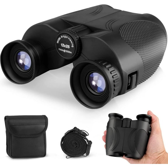 BEBANG 12x25 Binoculars for Kids Adults, Small Compact Binoculars with Low Light Vision for Bird Watching Theater and Concerts Hunting Sport Games