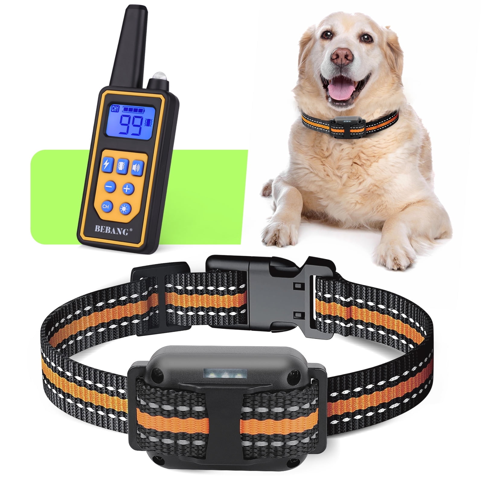 BEBANG Dog Training Collar 2600FT 3 Modes Waterproof LED Rechargeable Walmart