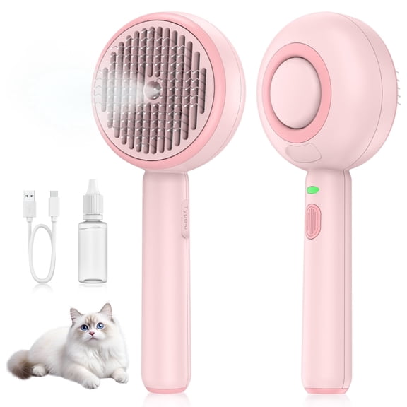BEBANG 3 in 1 Cat Steam Brush, One-Click Hair Removal Brush with Steam for Cats and Dogs