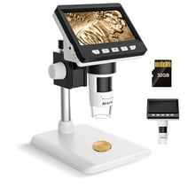 BEBANG 4.3" Coin Microscope 1000X, 1080p LCD Digital Microscope for Adults, Coin Magnifier with 8 LED Lights, Windows MacOS Compatible, 32GB