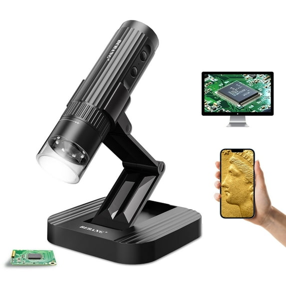 BEBANG 50X-1000X Handheld Microscopes, HD WiFi Digital Microscope with Adjustable Stand, Compatible with iPhone Android Mac Windows