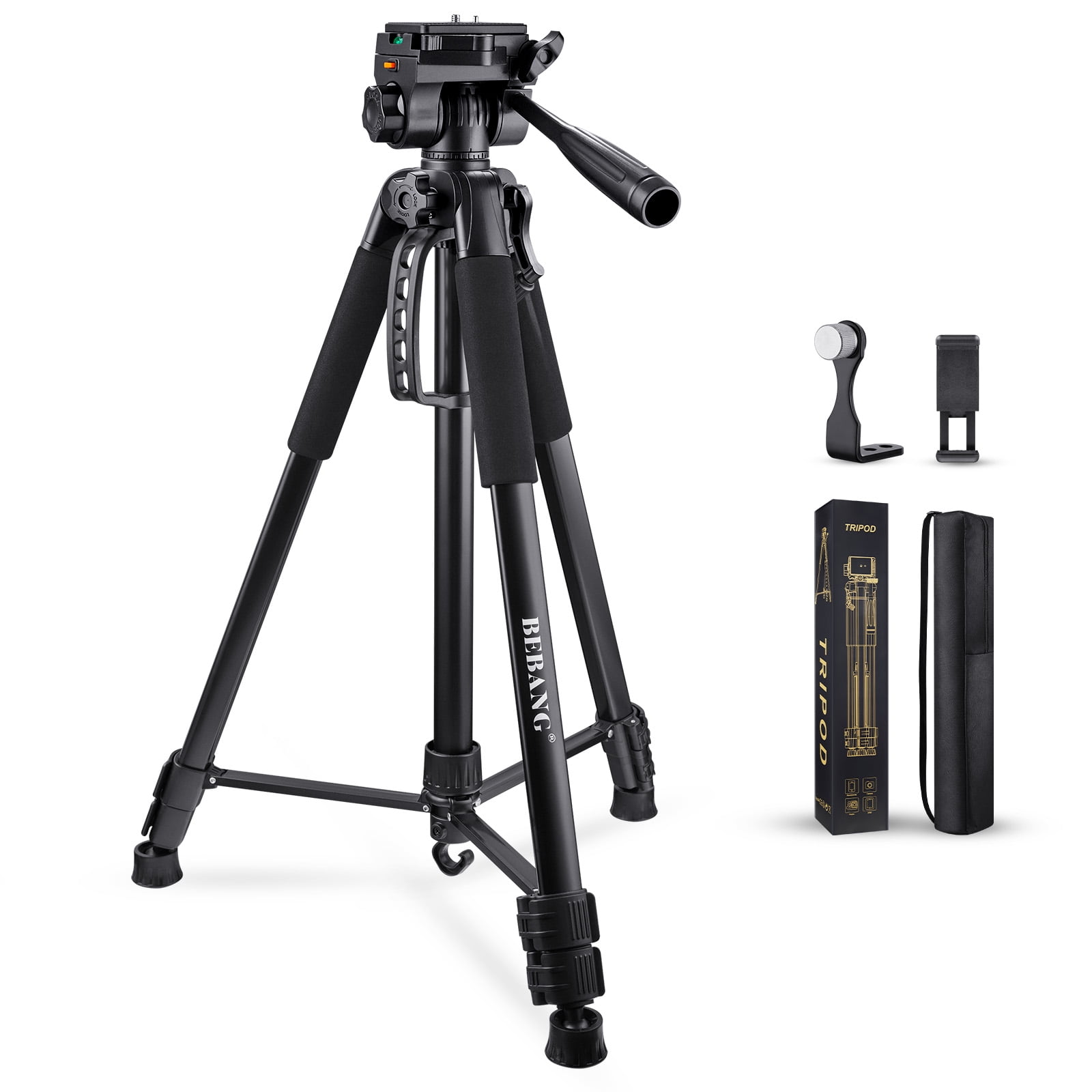 onn. 67-inch Tripod with Smartphone Cradle for DSLR Cameras