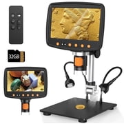 BEBANG 7 Coin Microscope for Adults, 1080P Ips Digital Microscope with 8 Adjustable LED Lights, 2 Flexible Side Lights, PC View Compatible with Windows, Ios, 32GB