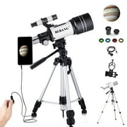 BEBANG 70mm Telescope for Kids Beginners Adults, Professional Refractor Telescope for Astronomy, Portable Telescope with Tripod, Phone Adapter, Wire Shutter