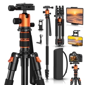BEBANG 67" Camera Tripod for DSLR Cameras, Aluminum Travel Tripod with Monopod, 360 Ball Head, 17.6lb Load Capacity, Lightweight DSLR Tripod