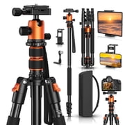 BEBANG 67 Camera Tripod for DSLR Cameras, Aluminum Travel Tripod with Monopod, 360  Ball Head, 17.6lb Load Capacity, Lightweight DSLR Tripod