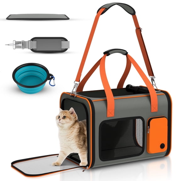 BEBANG Cat Carrier Soft Sided, Pet Travel Dog Carrier for Small Dogs Cats up to 20LBs, Cat Dog Bag Airline Approved