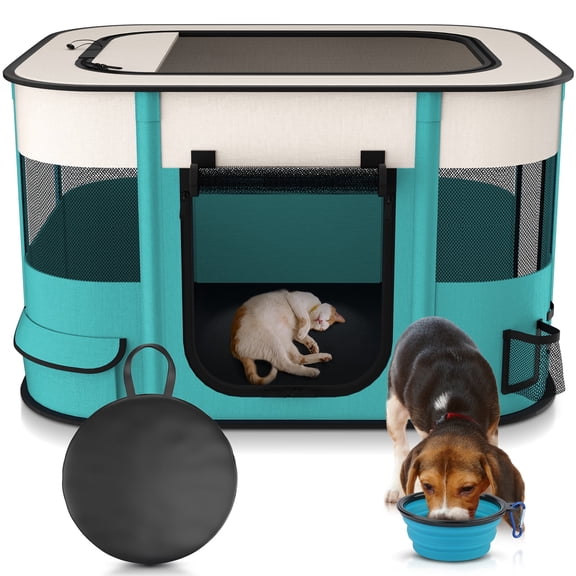 BEBANG Cat Playpen, Foldable Portable Dog Pet Playpens Exercise Kennel Tent, Removable Shade Cover, Indoor Outdoor Travel Camping Use(s)