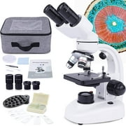 BEBANG Compound Binocular Microscope, 40X-1000X Dual LED Illumination, with 10X and 25X Eyepiece and Phone Adapter