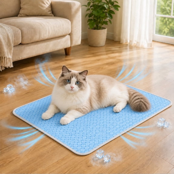 Dog Cooling Mat, 22” x 28“ No-Gel Cooling Pad for Small Dogs, Puppies and Cats, Cool Touch Nylon Pet Mat, Washable Non-Slip Summer Dog Mat for Crate, Floor, Sofa, Car