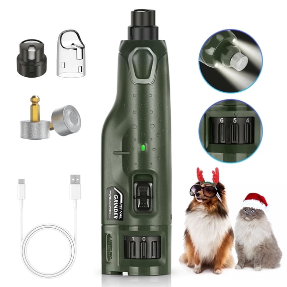 BEBANG Dog Nail Grinder 6-Speed, 2 LED Lights Pet Nail Trimmer for Large Medium Small Dogs Cats, Super Quiet