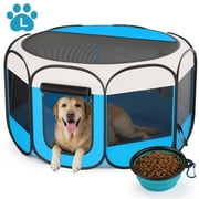 BEBANG Dog Playpen Indoor/Outdoor, Oxford Fabric & Breathable Mesh, Puppy Playpens Pet Exercise for Small/Large Dogs, Cats, Rabbits, Hamsters (L)