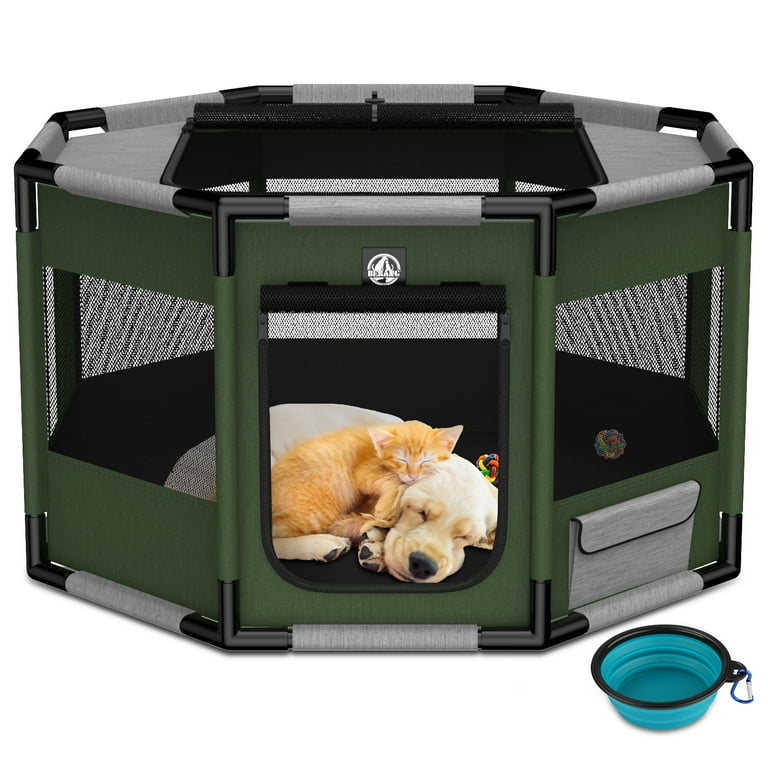 BEBANG Dog Playpen Indoor Outdoor Stable PVC Oxford Fabric Breathable Mesh Puppy Playpens Pet Exercise for Small Large Dogs Cats Rabbits