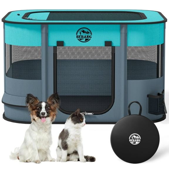 BEBANG Dog Playpen, Pet Playpen for Indoors Outdoor for Small Dogs Portable Pet Crate Kennel House for Cats Rabbit Kitten(L)