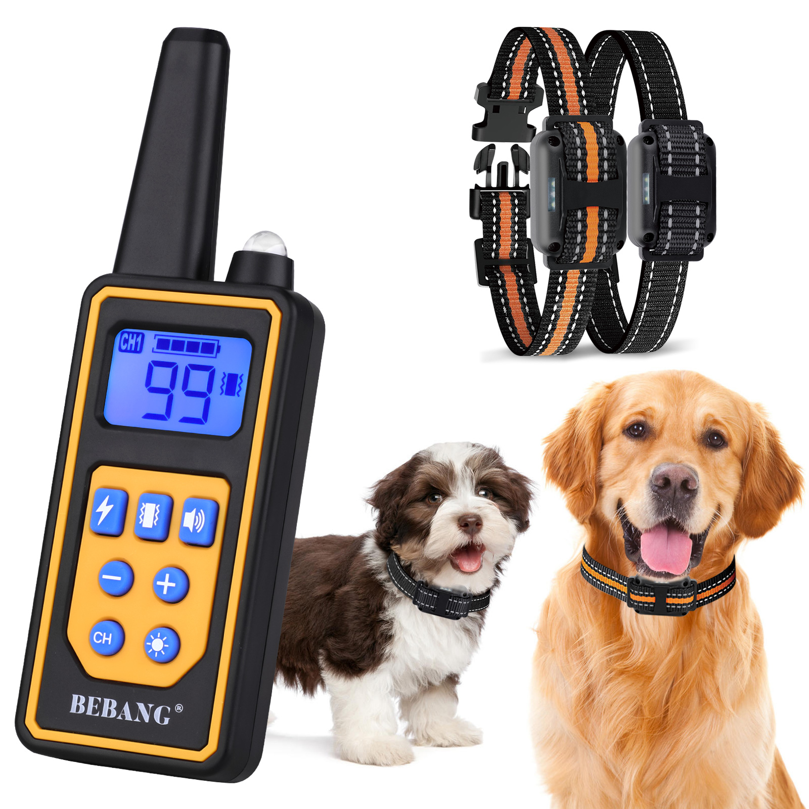 PetSpy Premium Training Shock Collar for Dogs with Vibration, Shock and
