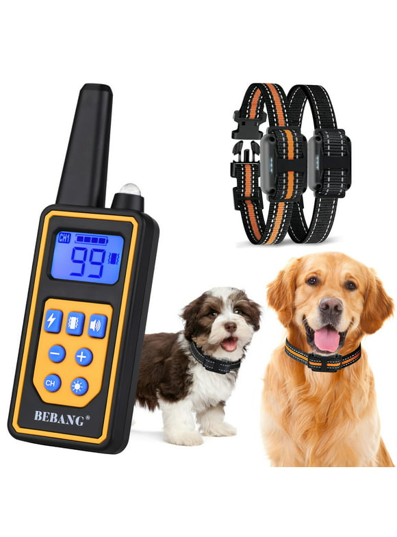 BEBANG Dog Training Collars for 2 Dogs, Dog Shock Collar with Remote 880yards, 3 Modes Beep Vibration Shock, Waterproof, LED Light for Training Small Medium Large Dogs