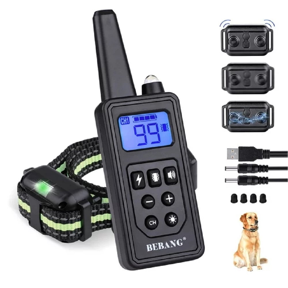 BEBANG Dog Training Collars, Dog Shock Collar with Remote 880yards, Beep Vibration Shock Modes , Waterproof, LED Light, Perfect for Training Small Medium Large Dogs