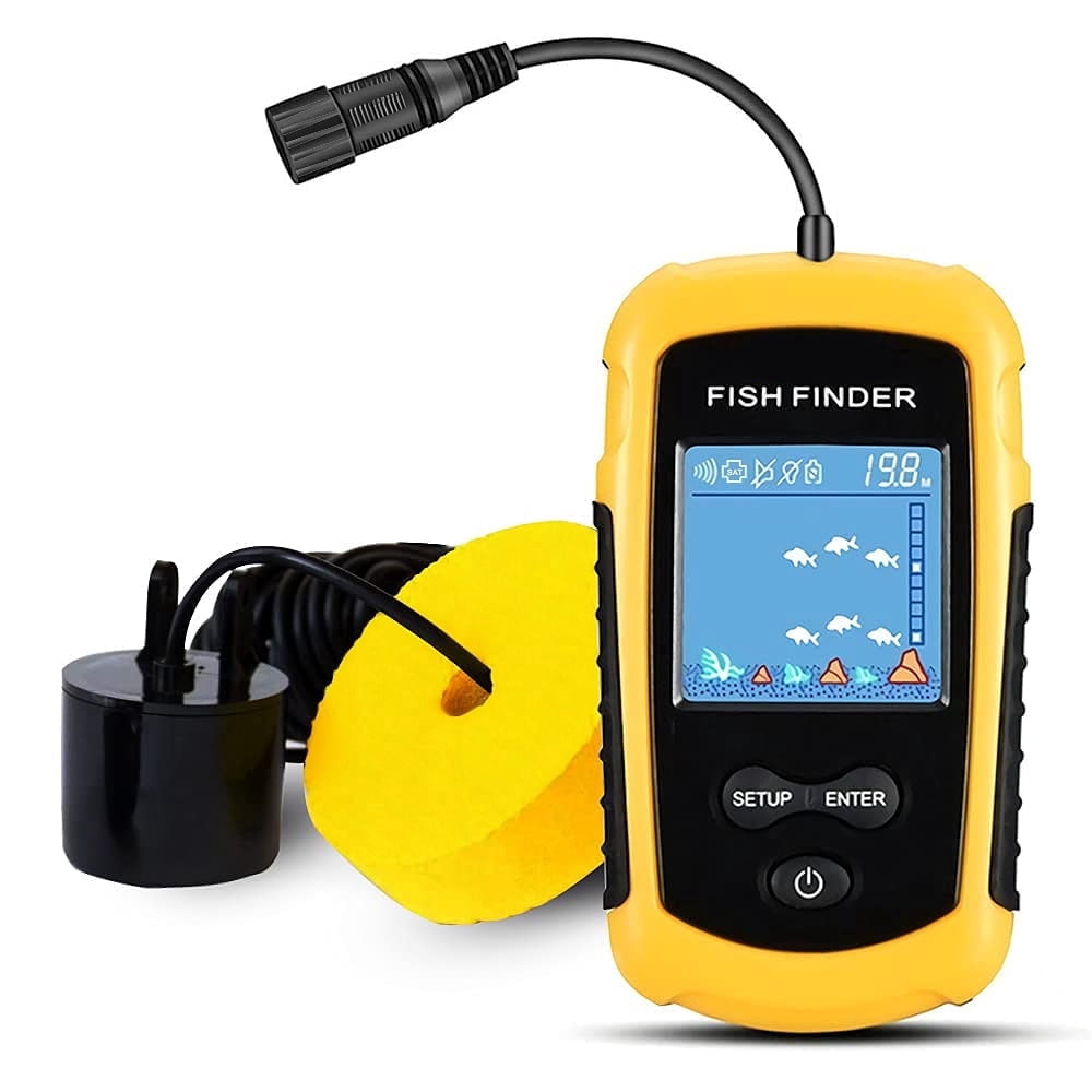 used ice fishing fish finders LUCKYLAKER Water Boat Depth Portable Handheld Fish Finder Transducer Wired Finders Sonar : Electronics to find out the location of fish and depth of water Ice Fishing Sonar Secrets &